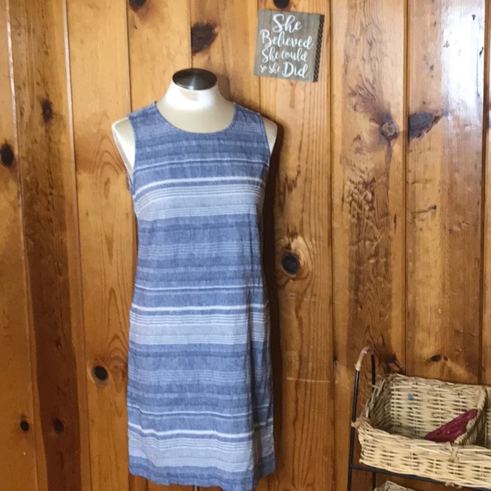 Artisan NY sleeveless mini blue/ white striped